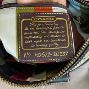 Coach Black/Khaki Canvas Shoulder Bag